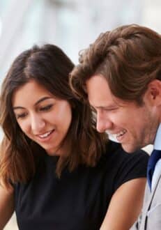 business english course – two people in a business English course